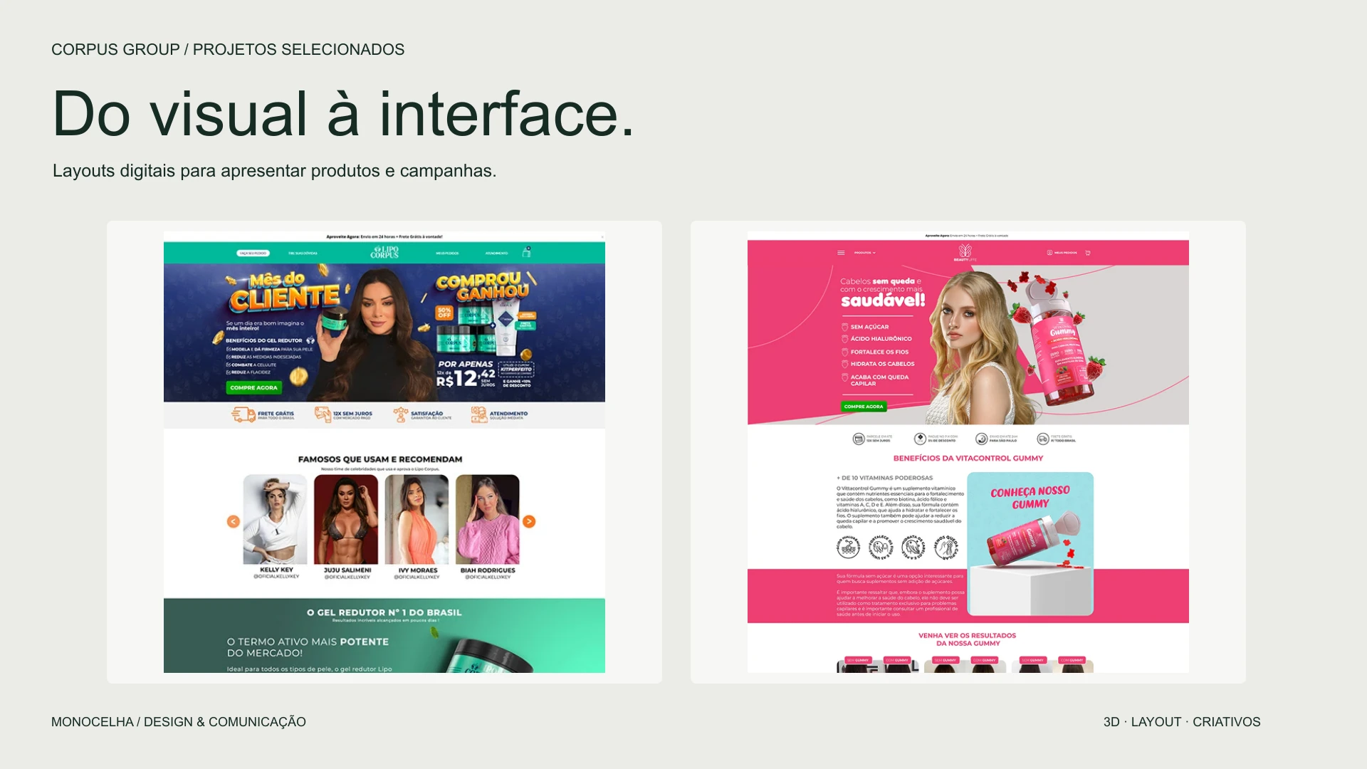 Corpus Group — Visualização 3D · Layouts · Criativos, aplicação 4
