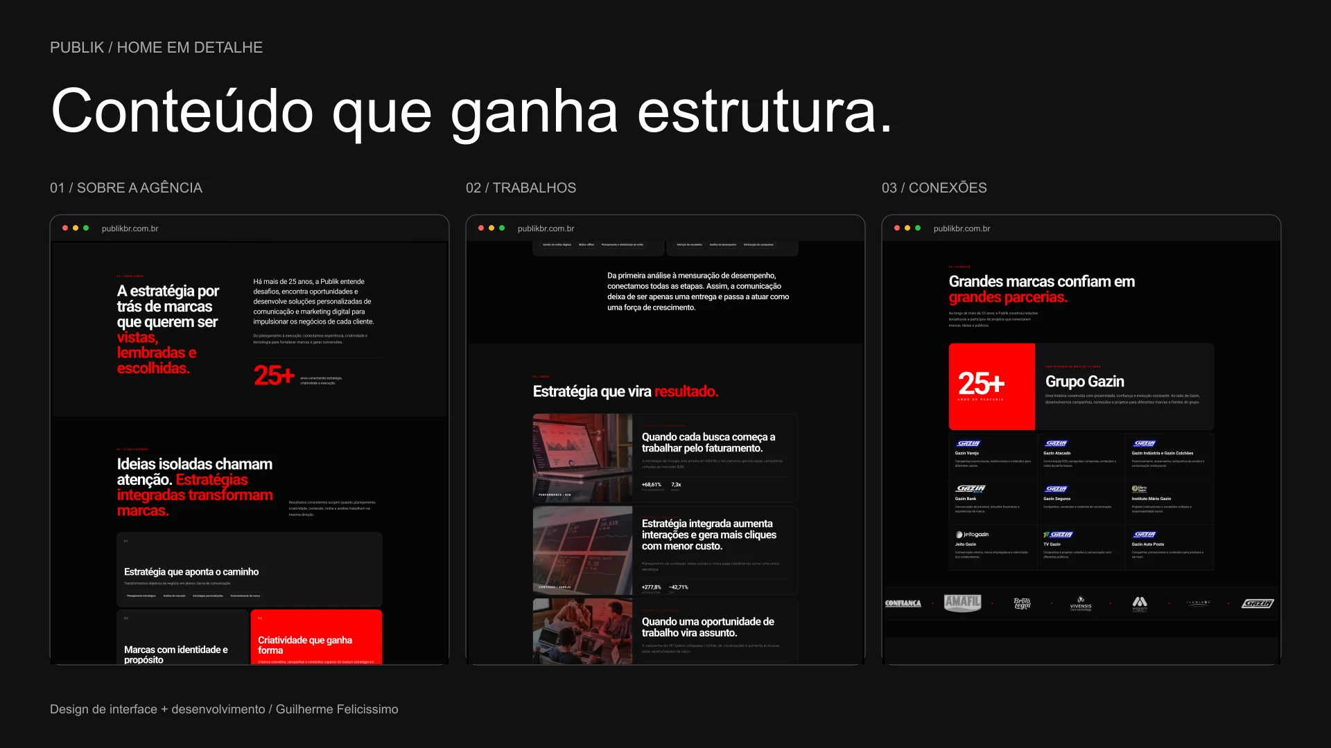 Publik — Site · Layout e desenvolvimento, aplicação 3
